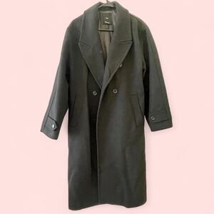 Mango Charcoal Double-Breasted Overcoat